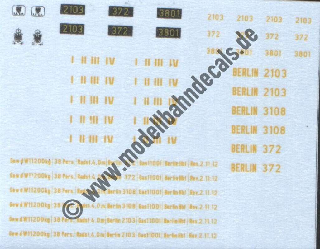 Nass-Schiebebilder: Sonderangebot Spur H0: Diverse Anschriften für Fahrzeuge der KPEV, inkl. Wappen, Epoche 1, Artikel-Nummer: 18233
