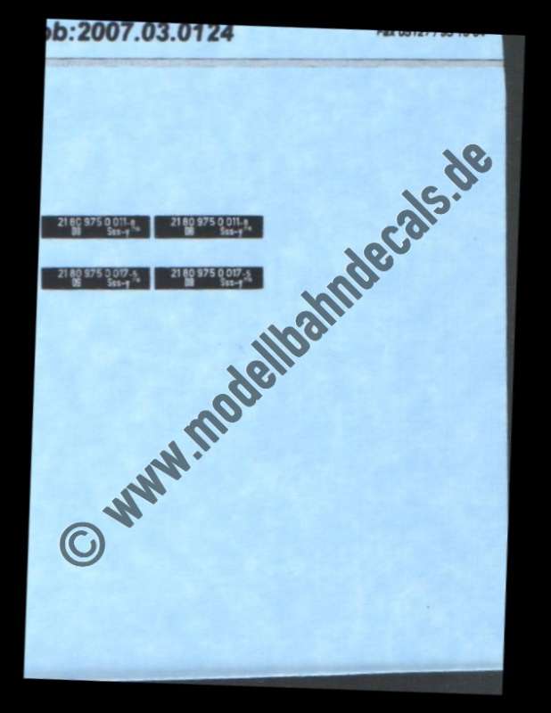 Nass-Schiebebilder: Sonderangebot Spur H0:  2+2 Wagennummern für DB Sss-y Wagen Weiss auf Schwarz, Artikel-Nummer: 18254