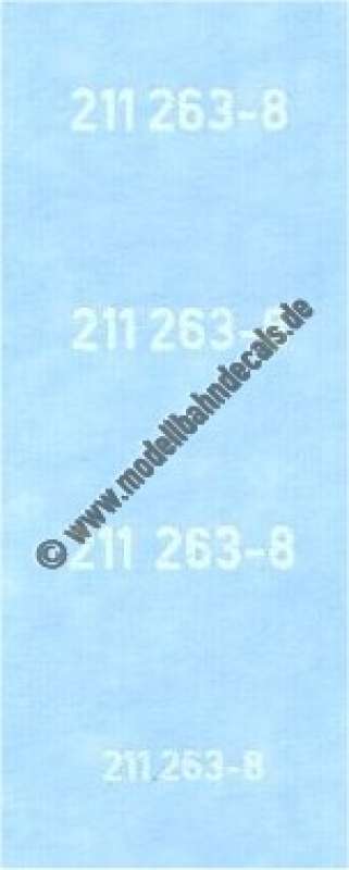 Nass-Schiebebilder: Sonderangebot Spur H0: Loknummern in 2 Größen (3+1) für 211 263-8 in Weiss, Artikel-Nummer: 18268