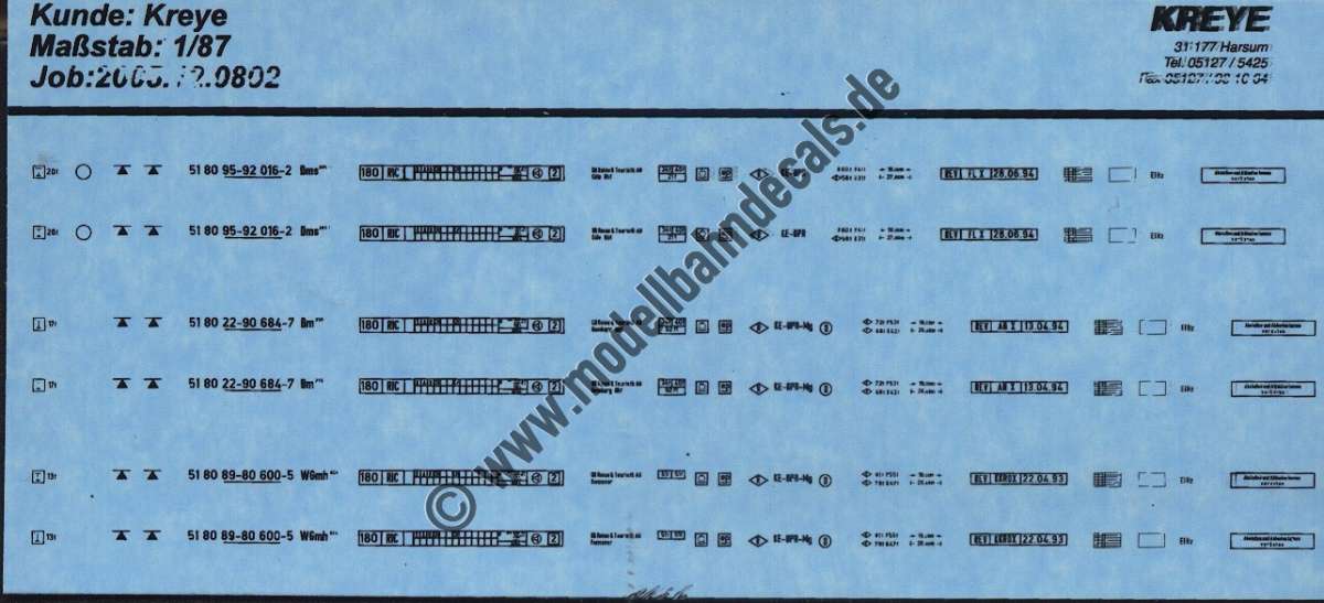 Nass-Schiebebilder: Sonderangebot Spur H0: Personenwagen-Komplettbeschriftungen für 3 Wagen (Dms, Bm, WGmh), Schwarz, Artikel-Nummer: 18276