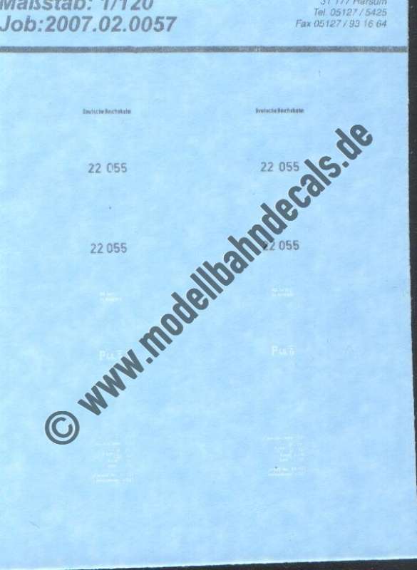 Nass-Schiebebilder: Sonderangebot Spur TT: Lok-Komplettbeschriftung DR 22 055; Artikel-Nummer: 19132