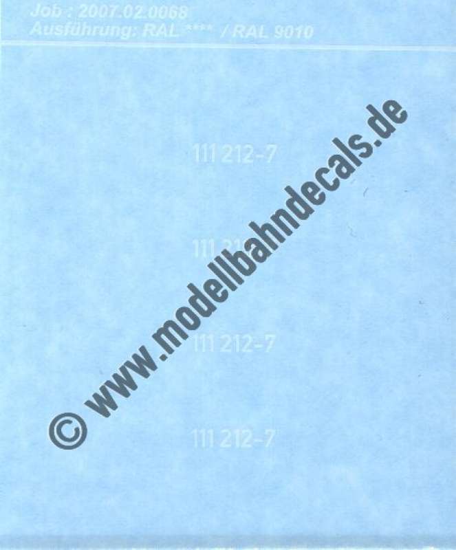 Nass-Schiebebilder: Sonderangebot Spur H0: Loknummern DB, Epoche 4, 111 212-7 Weiss, Artikel-Nummer: 19146