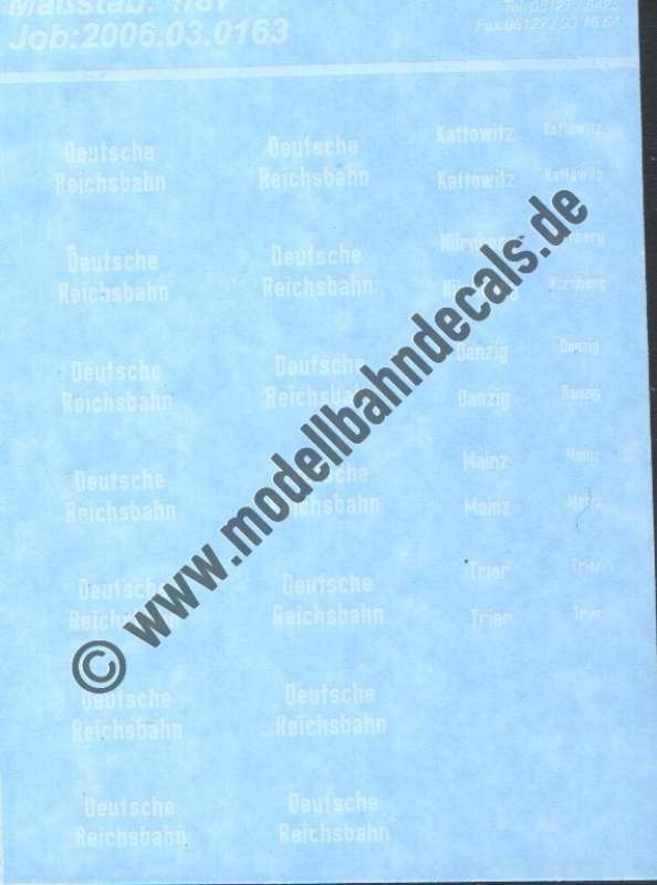 Nass-Schiebebilder: Sonderangebot Spur H0: Deutsche Reichsbahn + Wagengattungen. Artikel-Nummer: 19177