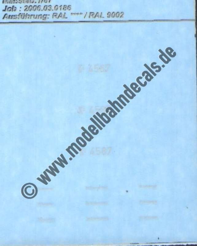 Nass-Schiebebilder: Sonderangebot Spur H0: Loknummern und Beheimatung Kö 4587. Artikel-Nummer: 19182