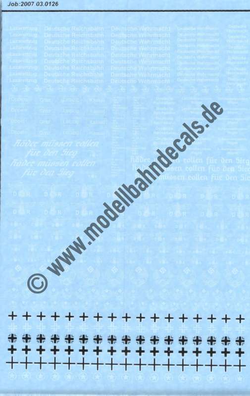 Nass-Schiebebilder: Sonderangebot Spur TT: Diverse Anschriften Deutsche Reichsbahn, 2. Weltkrieg, Wehrmacht, etc., Artikel-Nummer: 19221
