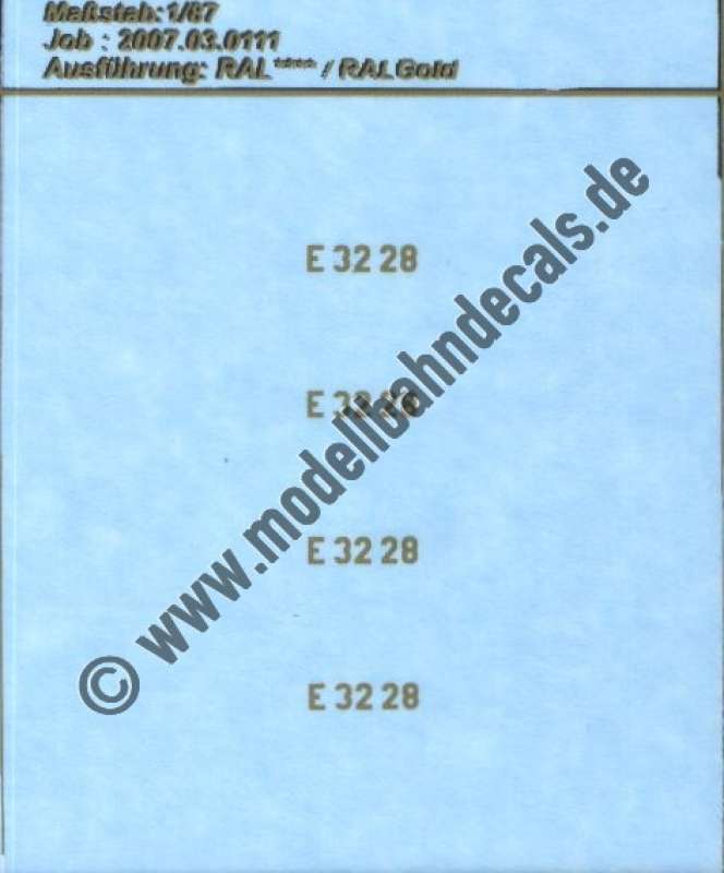Nass-Schiebebilder: Sonderangebot Spur H0: Loknummern E 32 28, Gold, Artikel-Nummer: 19229