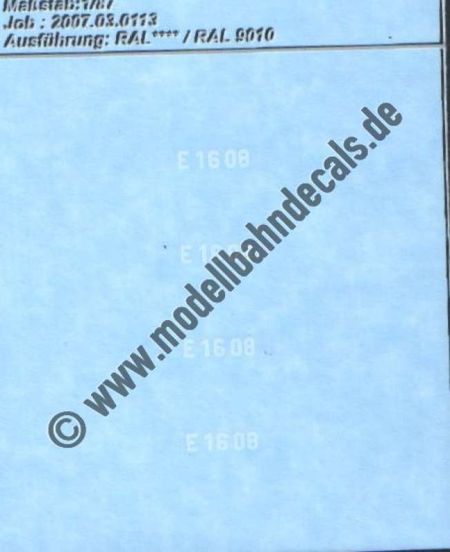 Nass-Schiebebilder: Sonderangebot Spur H0: Loknummern E 16 08, Weiss, Artikel-Nummer: 19232