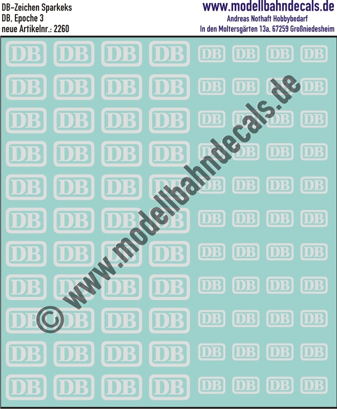 "Nass-Schiebebilder: DB-Zeichen ""Sparkeks"" RAL 9010 Weiss. Artikel-Nummer: 2260"