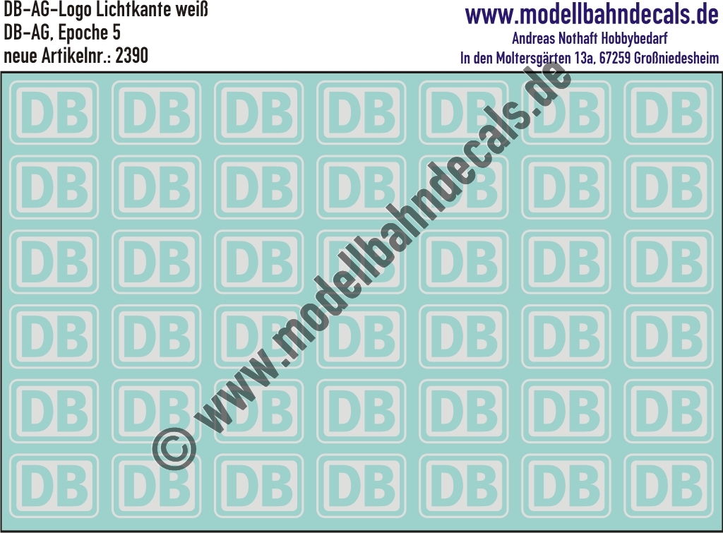 Nass-Schiebebilder: DB-AG Logo Lichtkante Weiss. Artikel-Nummer: 2390