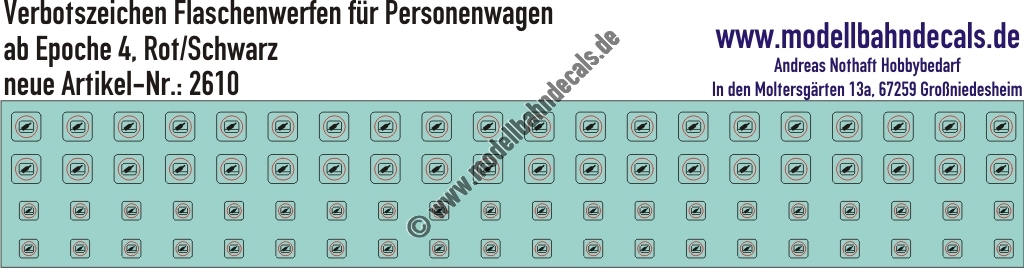 "Nass-Schiebebilder: Verbotsschilder für Personenwagen ""Keine Flaschen aus dem Fenster werfen"" - Rot/Schwarz. Artikel-Nummer: 2610"