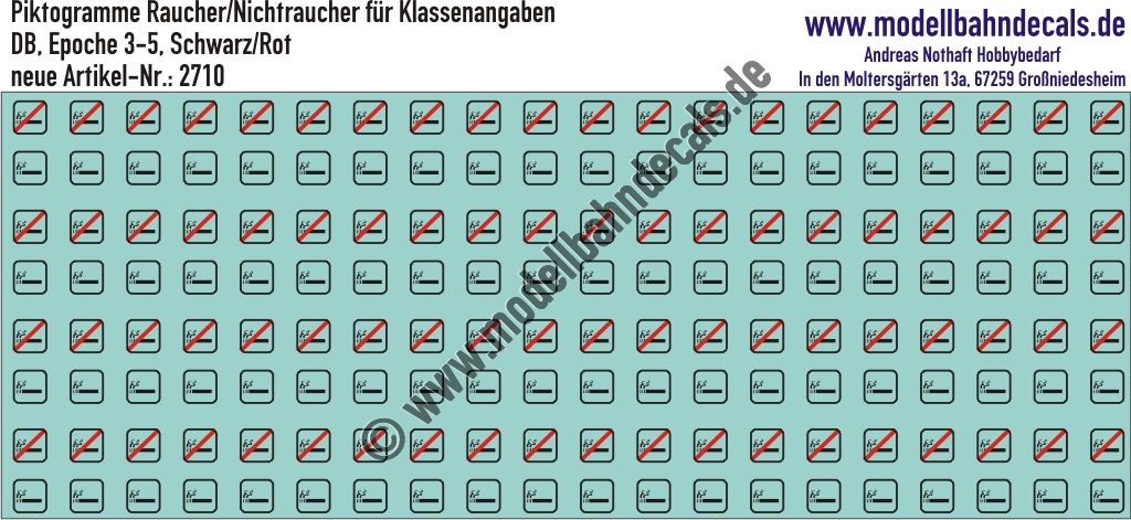 Nass-Schiebebilder: Piktogramme Raucher/Nichtraucher Rot/Schwarz. Artikel-Nummer: 2710