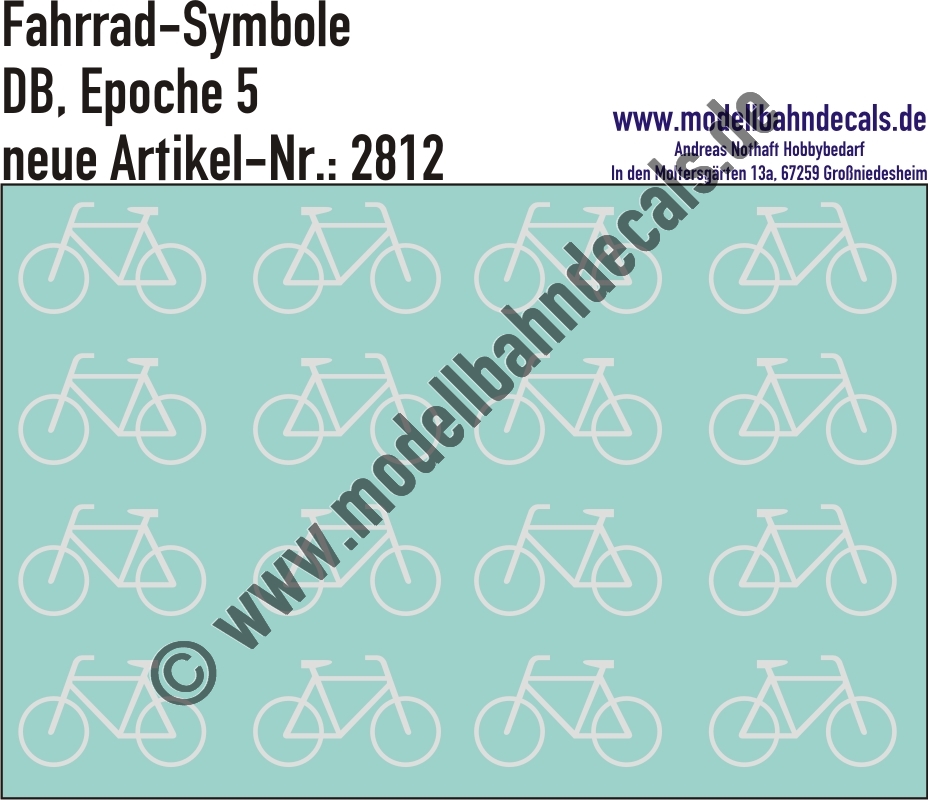"Nass-Schiebebilder: Fahrradsymbole Weiss, kleinere Ausführung. Artikel-Nummer: 2812"
