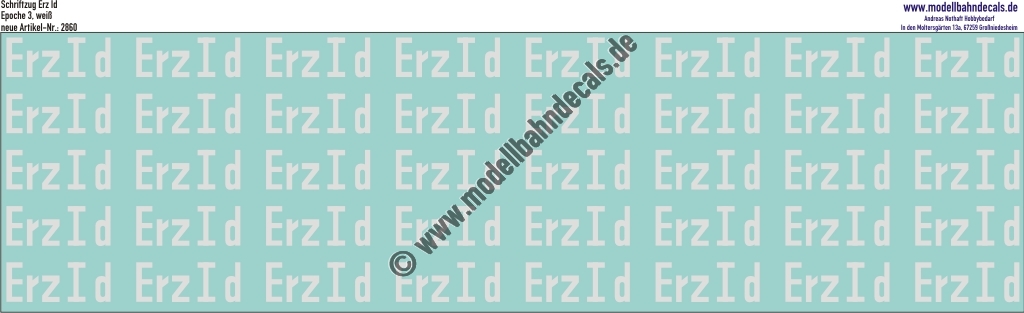 Nass-Schiebebilder: Schriftzug Erz Id Weiss. Artikel-Nummer: 2860