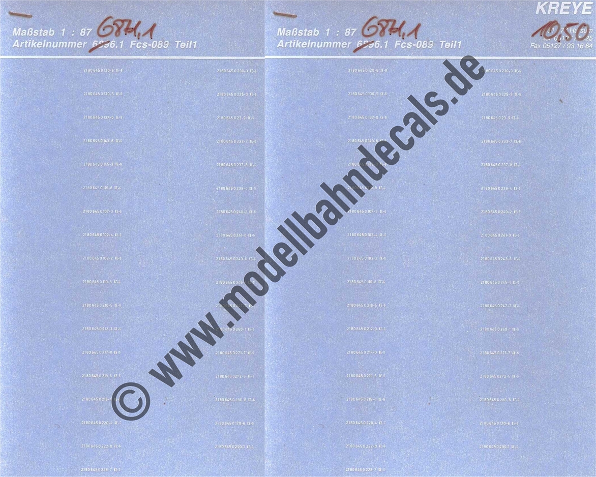 "Nass-Schiebebilder: 35x2 Güterwagennummern (Längsträger) DB Fcs 90 , Weiss (Auslaufartikel - kann nicht neu aufgelegt werden). Artikel-Nummer: 3163"