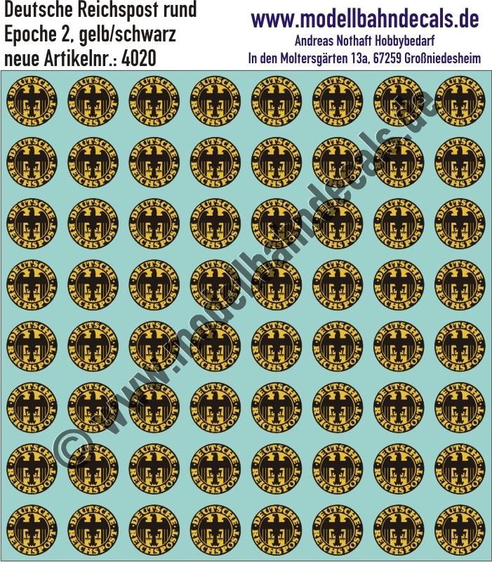 Nass-Schiebebilder: Deutsche Reichspost Gelb/Schwarz rund. Artikel-Nummer: 4020