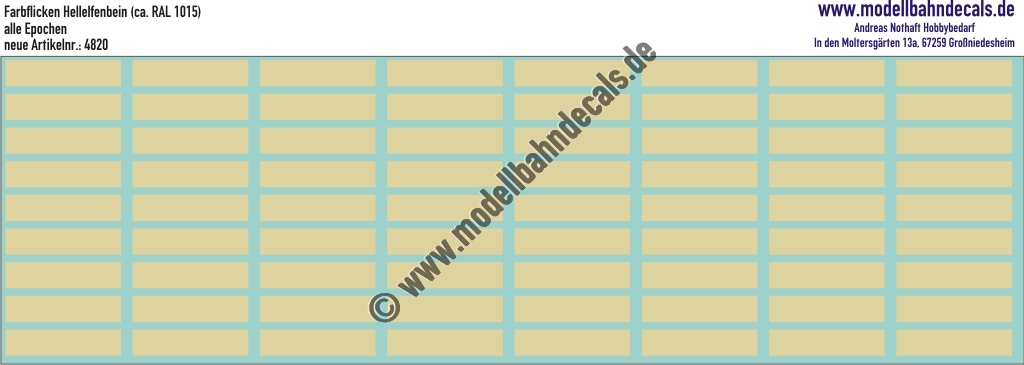 Nass-Schiebebilder: Farbflicken RAL 1015 (Hellelfenbein) DB. Artikel-Nummer: 4820