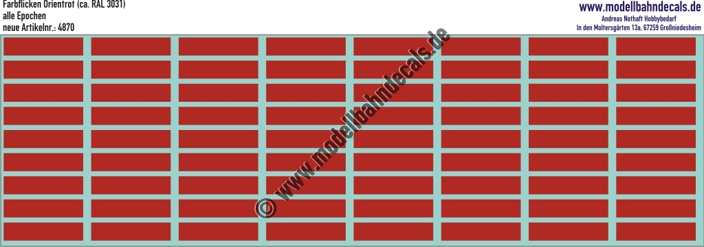Nass-Schiebebilder: Farbflicken RAL 3031 (Orientrot) DB. Artikel-Nummer: 4870