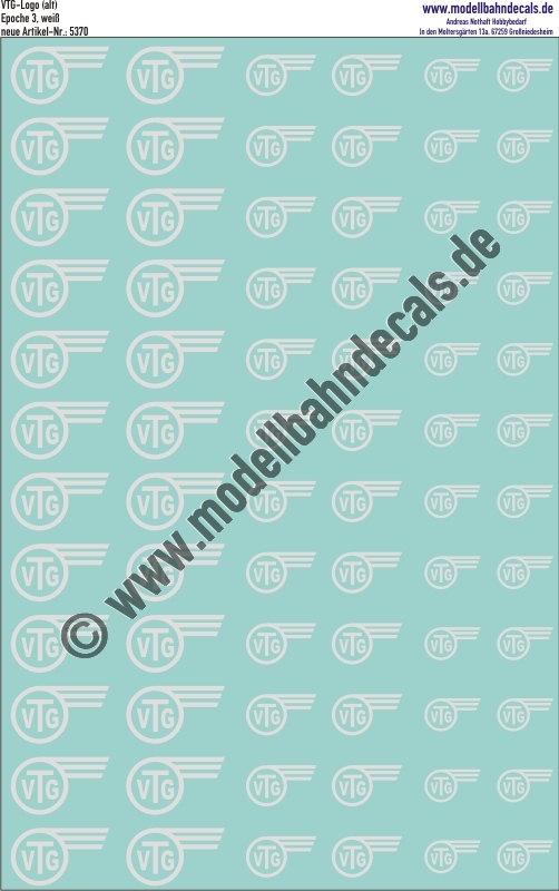 Nass-Schiebebilder: VTG altes Logo Weiss. Artikel-Nummer: 5370