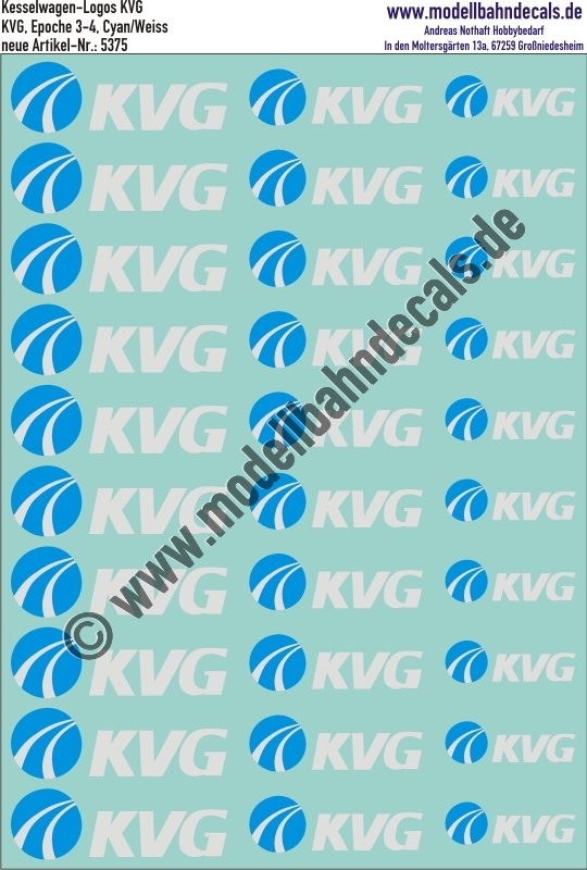 Nass-Schiebebilder: KVG-Logo Cyan/Weiss. Artikel-Nummer: 5375