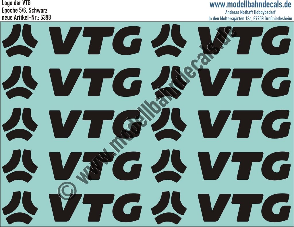 Nass-Schiebebilder: VTG aktuelles Logo - Schwarz. Artikel-Nummer: 5398