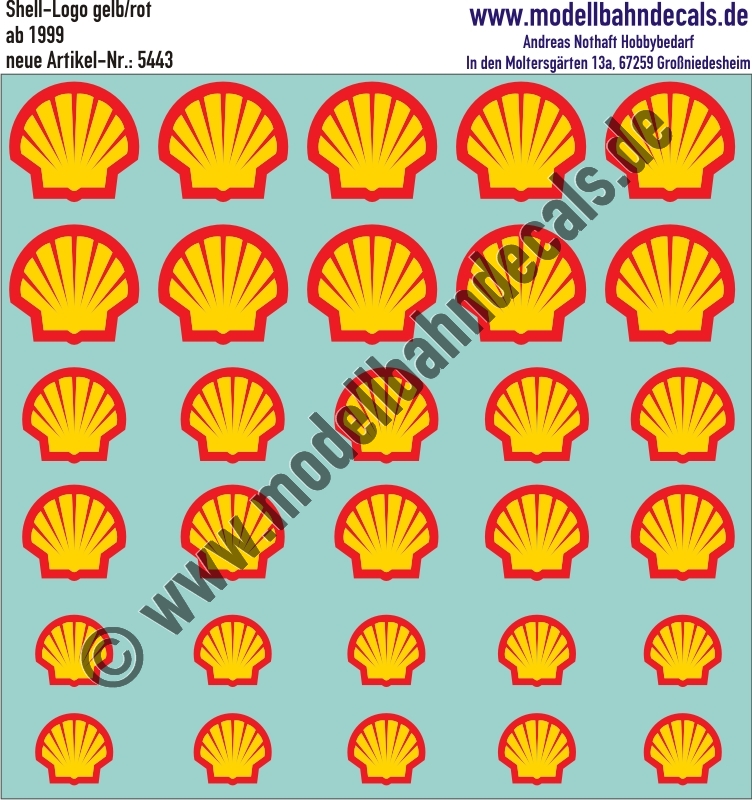 Nass-Schiebebilder: Shell Muschel ohne Schriftzug (ab 1999). Artikel-Nummer: 5443