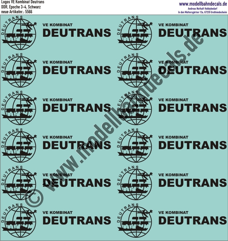 Nass-Schiebebilder: Deutrans-Logo Schwarz. Artikel-Nummer: 5566
