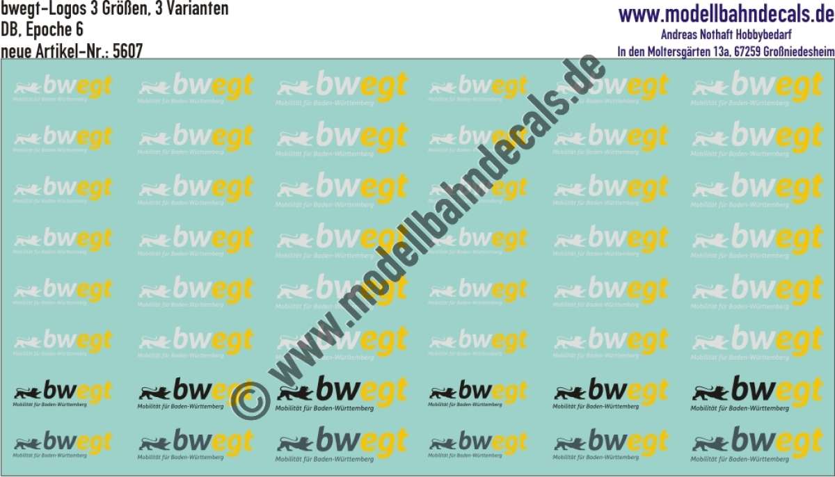 Nass-Schiebebilder: bwegt-Logo (Baden-Württemberg) in 3 Größen und 3 Farbvarianten, Artikel-Nummer: 5607