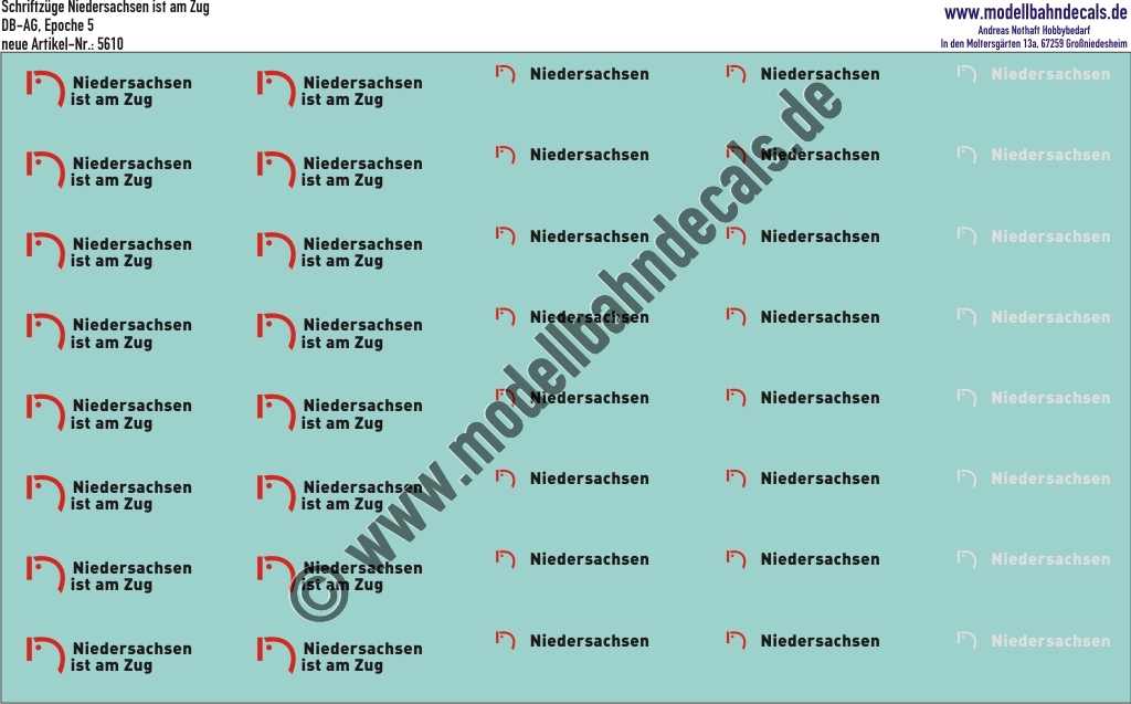 Nass-Schiebebilder: Niedersachsen (ist am Zug). Artikel-Nummer: 5610