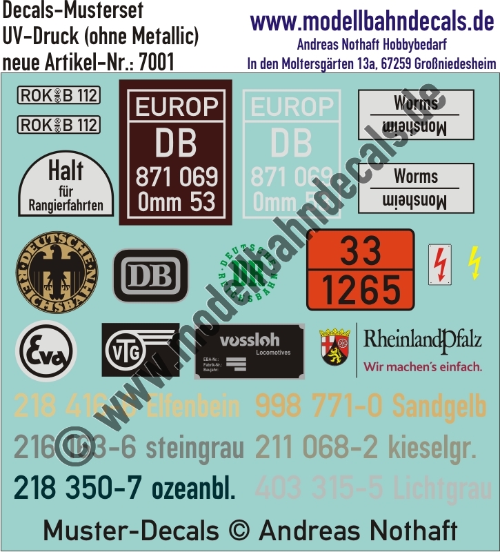 Nass-Schiebebilder: Musterset UV-Druck (ohne Metallic). Artikel-Nummer: 7001