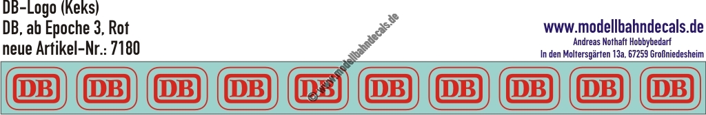 Nass-Schiebebilder: 10 Stück DB-Logo Rot. Artikel-Nummer: 7180