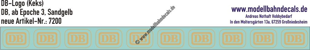 Nass-Schiebebilder: 10 Stück DB-Logo Sandgelb (RAL 1002). Artikel-Nummer: 7200