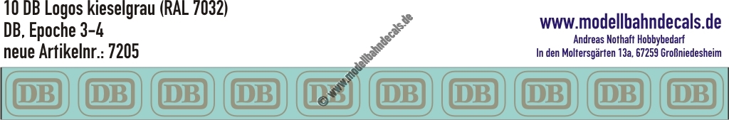 Nass-Schiebebilder: 10 Stück DB-Logo Kieselgrau (RAL 7032). Artikel-Nummer: 7205