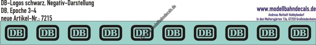 Nass-Schiebebilder: 10 Stück DB-Logo Schwarz - Negativdarstellung. Artikel-Nummer: 7215