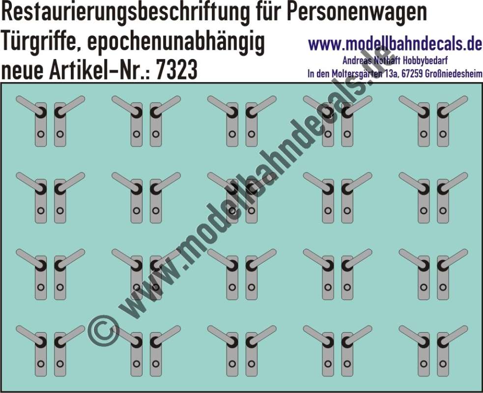 Nass-Schiebebilder: Restaurierungs-Decals für Personenwagen (Türgriffe). Artikel-Nummer: 7323