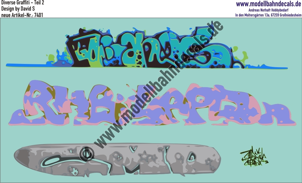 "Nass-Schiebebilder: Graffiti-Set 2, Design by David S. Artikel-Nummer: 7401"