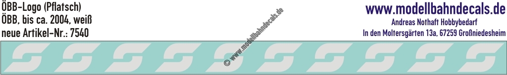 "Nass-Schiebebilder: ÖBB-Logo Weiss (""Pflatsch"") - Verwendet bis ca. 2004. Artikel-Nummer: 7540"