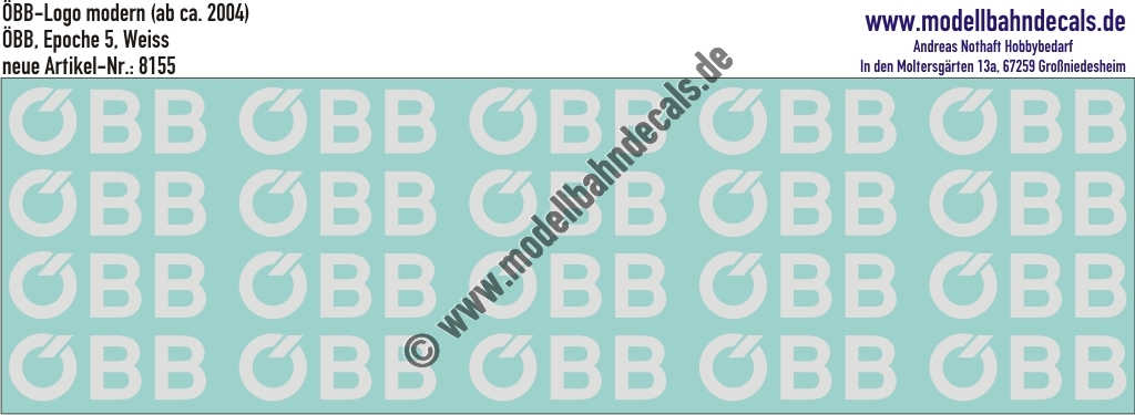 "Nass-Schiebebilder: ÖBB-Logo (modern, ab 2004), Weiss. Artikel-Nummer: 8155"