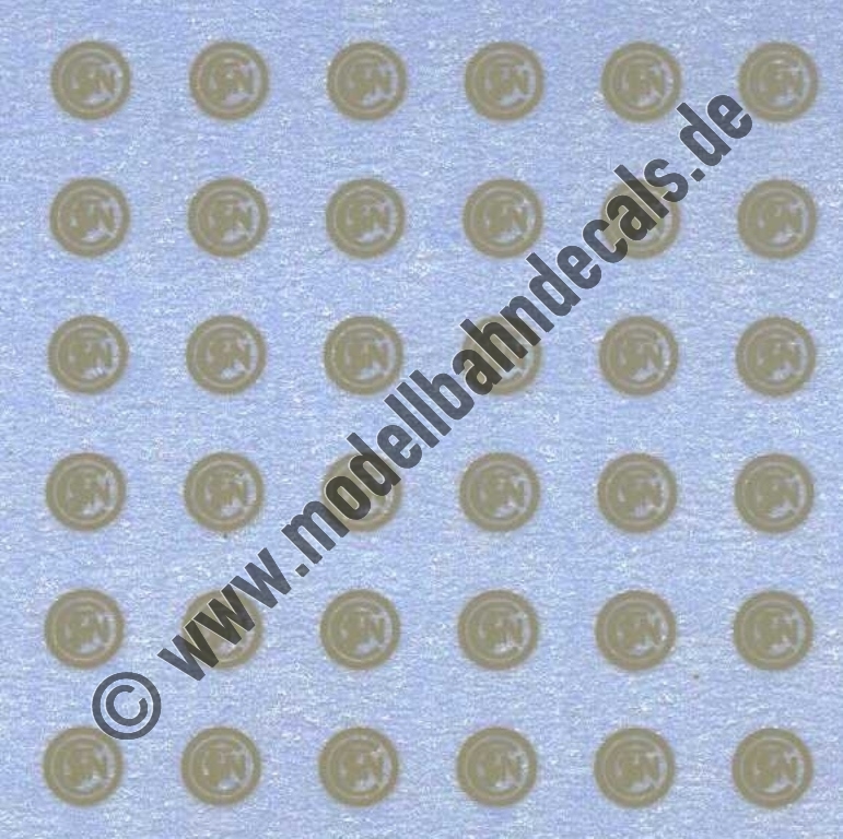 "Nass-Schiebebilder: Sonderangebot Spur H0: SNCF-Logos rund, Gold/Messing - vorgestanzt - kein rundes Ausschneiden nötig! Artikel-Nummer: 8728"