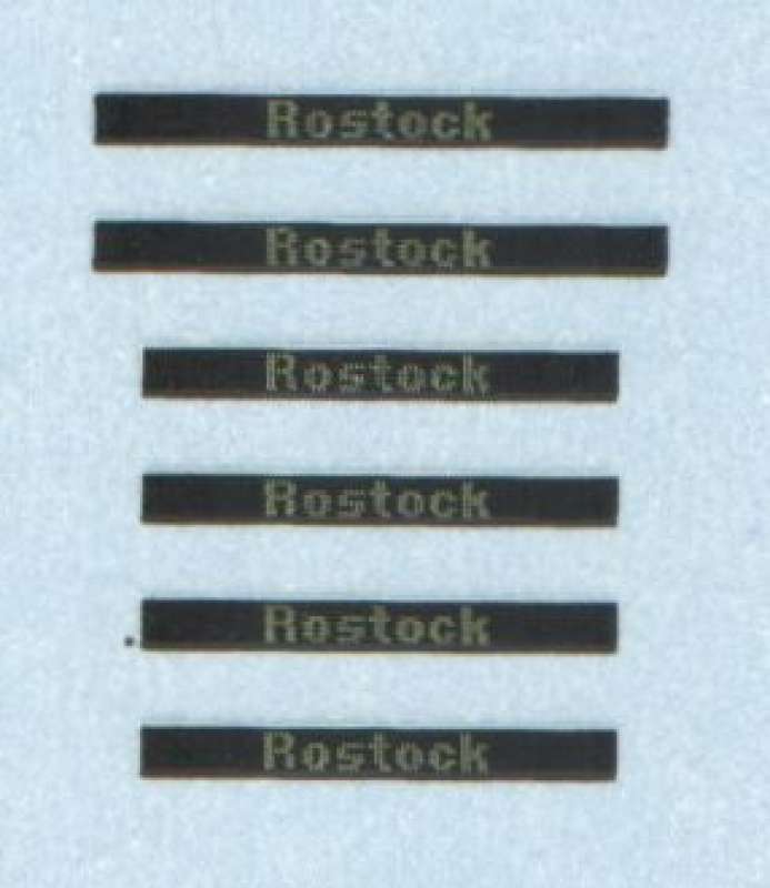 Nass-Schiebebilder: Sonderangebot Spur H0: Zugzielanzeigen in zwei Breiten: Rostock Artikel-Nummer: 8787