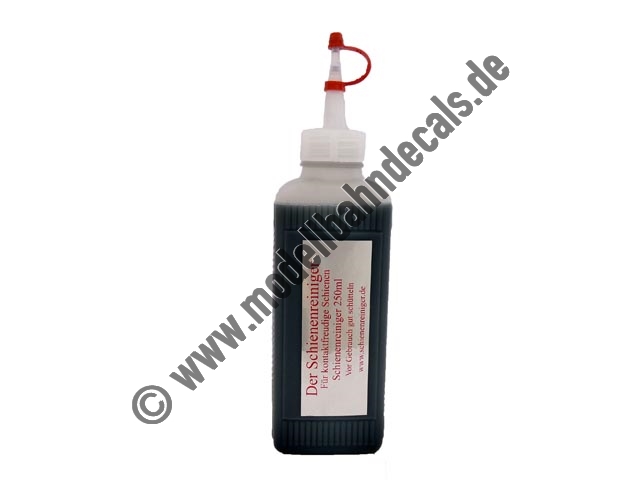 250 ml Schienenreiniger. Spezielle Reinigungsflüssigkeit, die problemlos Öle, Schmutz, Abrieb, Farbreste, etc. entfernt. Preis pro 1 Liter: 76 Euro (Pflichtangabe)