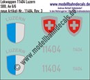 "Nass-Schiebebilder: Zusatzbeschriftung mit Wappen Lok 11404 Luzern für Ae 6/6 der SBB, ab Epoche 3. Artikel-Nummer: 11404"