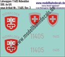 "Nass-Schiebebilder: Zusatzbeschriftung mit Wappen Lok 11405 Nidwalden für Ae 6/6 der SBB, ab Epoche 3. Artikel-Nummer: 11405"