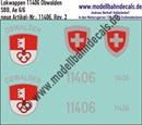 "Nass-Schiebebilder: Zusatzbeschriftung mit Wappen Lok 11406 Obwalden für Ae 6/6 der SBB, ab Epoche 3. Artikel-Nummer: 11406"