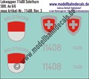 "Nass-Schiebebilder: Zusatzbeschriftung mit Wappen Lok 11408 Solothurn für Ae 6/6 der SBB, ab Epoche 3. Artikel-Nummer: 11408"