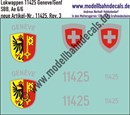 "Nass-Schiebebilder: Zusatzbeschriftung mit Wappen Lok 11425 Genève/Genf für Ae 6/6 der SBB, ab Epoche 3. Artikel-Nummer: 11425"
