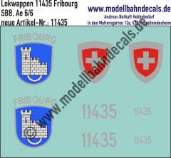 Nass-Schiebebilder: Zusatzbeschriftung mit Wappen Lok 11435 Fribourg für Ae 6/6 der SBB, ab Epoche 3. Artikel-Nummer: 11435