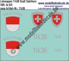 Nass-Schiebebilder: Zusatzbeschriftung mit Wappen Lok 11436 Stadt Solothurn für Ae 6/6 der SBB, ab Epoche 3. Artikel-Nummer: 11436