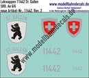 "Nass-Schiebebilder: Zusatzbeschriftung mit Wappen Lok 11442 St. Gallen für Ae 6/6 der SBB, ab Epoche 3. Artikel-Nummer: 11442"