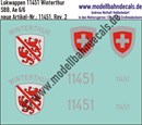 "Nass-Schiebebilder: Zusatzbeschriftung mit Wappen Lok 11451 Winterthur für Ae 6/6 der SBB, ab Epoche 3. Artikel-Nummer: 11451"