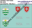 "Nass-Schiebebilder: Zusatzbeschriftung mit Wappen Lok 11454 Yverdon für Ae 6/6 der SBB, ab Epoche 3. Artikel-Nummer: 11454"